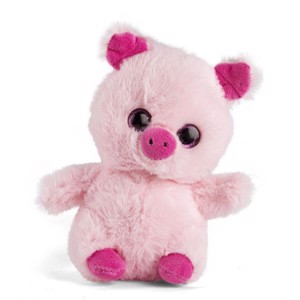 KIDDY - Plys Farmdyr med store øjne - Pink -18 cm