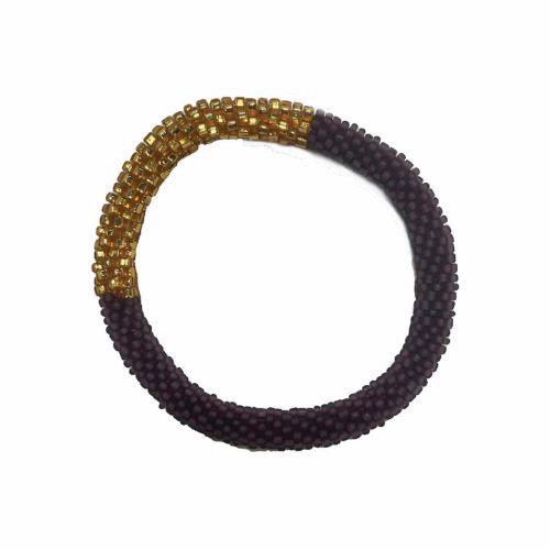 LÈ MOSCH - Nepal Perle Armbånd, Guld/Lilla