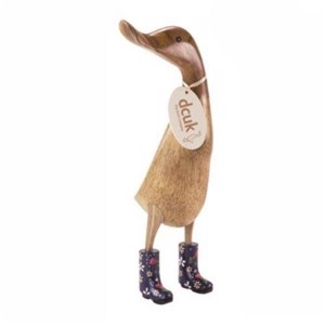 DCUK - And med blomstrede gummistøvler - Blå - 35 cm