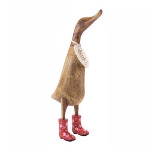 DCUK - And med blomstrede gummistøvler - Rød - 35 cm